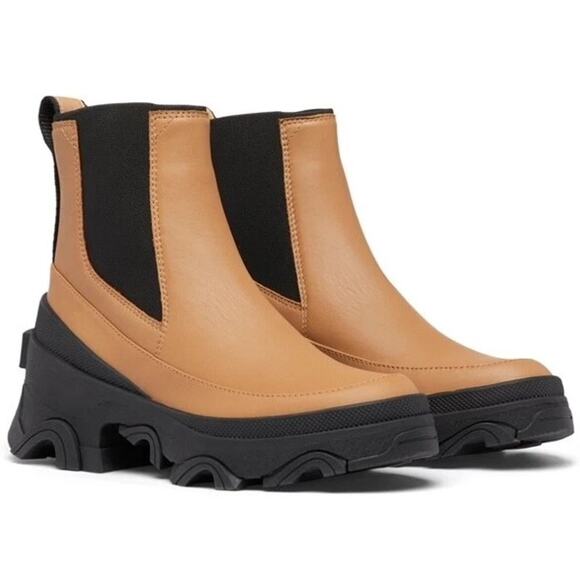 Sorel Brex Waterproof Chelsea Boot Tan Tawny Buff / Black Womens Size 7.5 - Picture 1 of 10